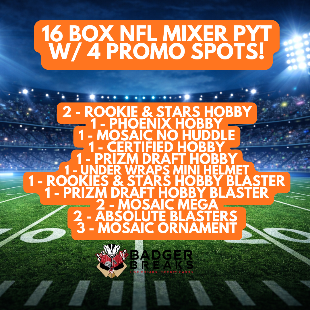 16 Box NFL Mixer #1 - PICK YOUR TEAM + BADGER XMAS PROMO X4!