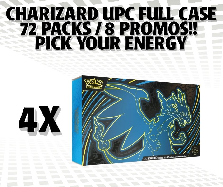 CHARIZARD UPC FULL CASE  | 72 PACKS / 8 PROMOS | PICK YOUR ENERGY