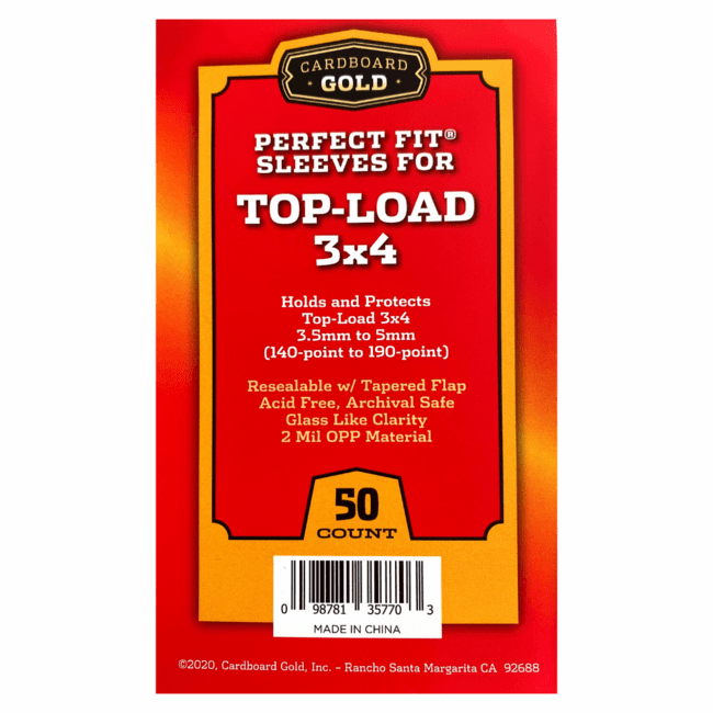 3 x 4 card sleeves Cardboard Gold Perfect Fit Sleeves For Top-Load 3x4 (140pt to 190pt)